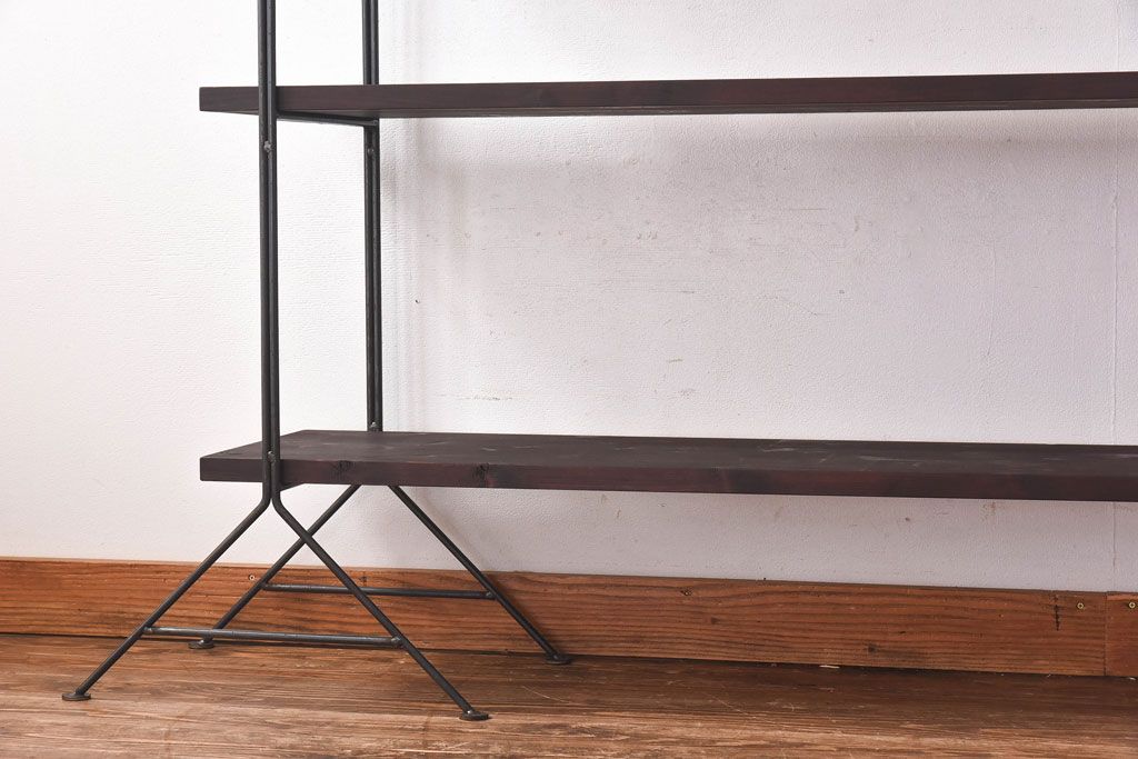 ラフジュ工房オリジナル ディスプレイに活躍する薄型アイアンラック【小】(陳列棚、飾り棚)(1)